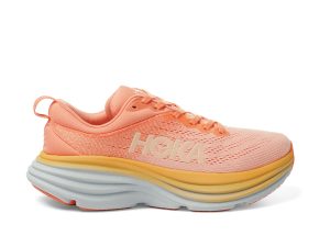 W/M Hoka Bondi 8 Road-Running Shoes Shell Coral/Peach Parfait