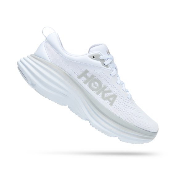 W/M Hoka Bondi 8 Road-Running Shoes White/White