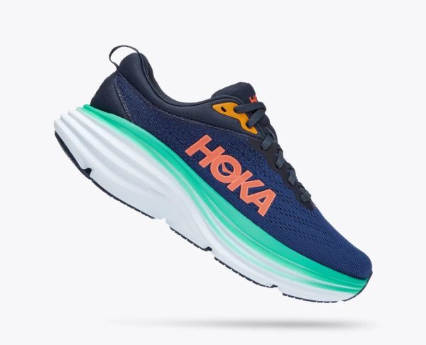 W/M Hoka Bondi 8 Road-Running Shoes Outer Space / Bellwether Blue