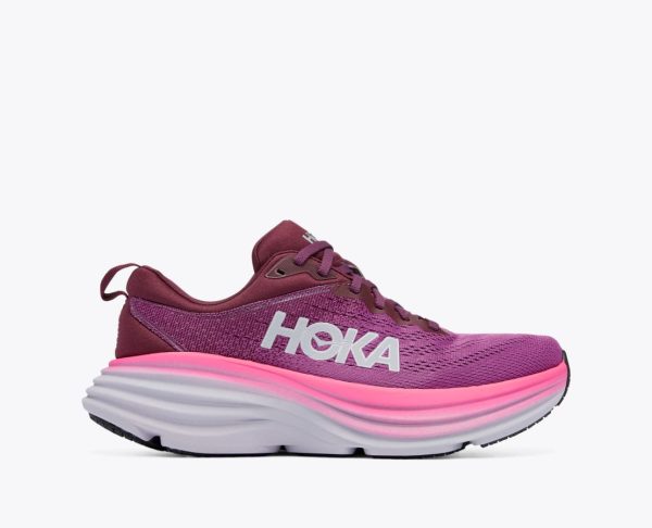 Women Hoka Bondi 8 Road-Running Shoes Beautyberry / Grape Wine