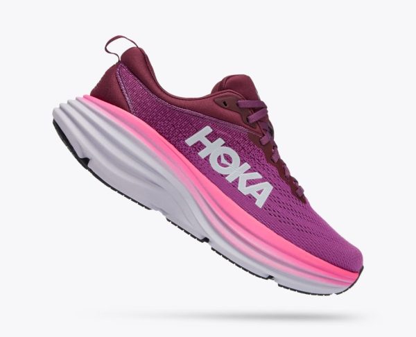 Women Hoka Bondi 8 Road-Running Shoes Beautyberry / Grape Wine