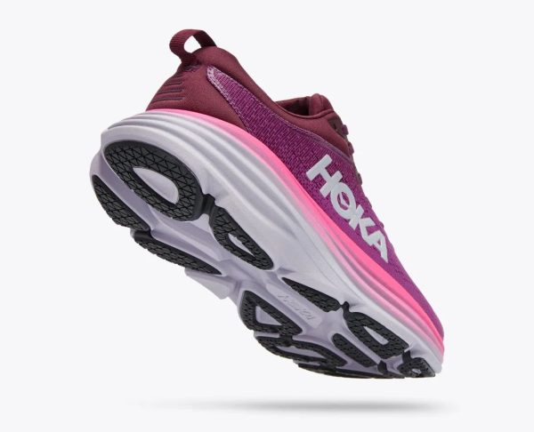 Women Hoka Bondi 8 Road-Running Shoes Beautyberry / Grape Wine