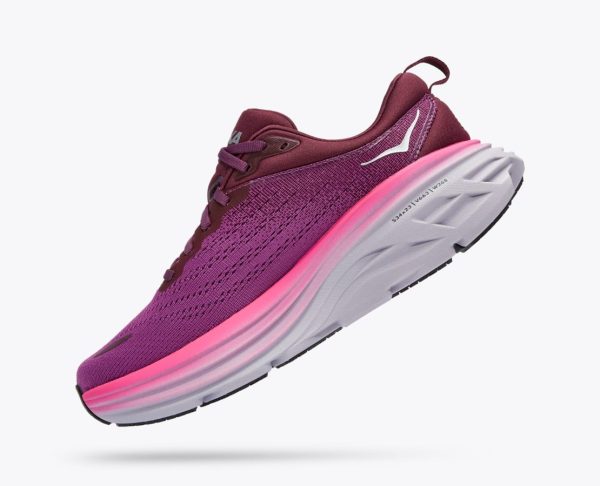 Women Hoka Bondi 8 Road-Running Shoes Beautyberry / Grape Wine