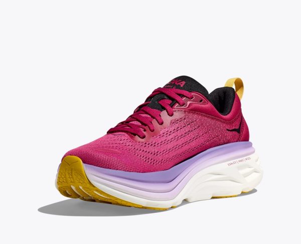 Women Hoka Bondi 8 Road-Running Shoes Cherries Jubilee / Pink Yarrow