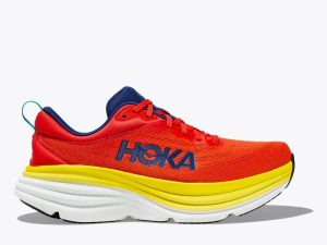 W/M Hoka Bondi 8 Road-Running Shoes Red Alert / Flame