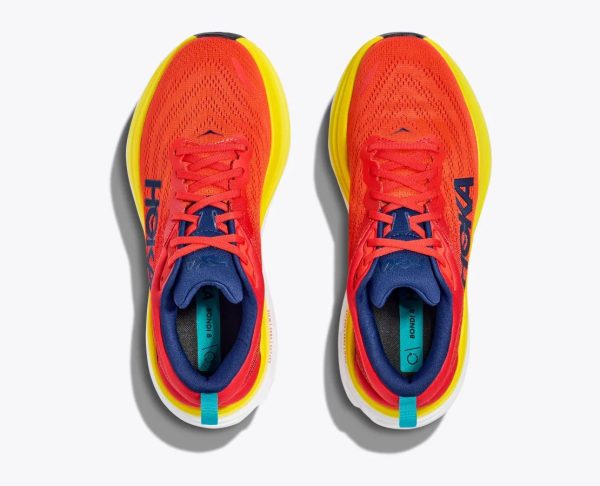 W/M Hoka Bondi 8 Road-Running Shoes Red Alert / Flame