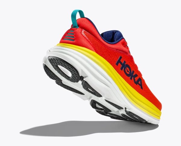 W/M Hoka Bondi 8 Road-Running Shoes Red Alert / Flame