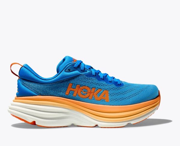 W/M Hoka Bondi 8 Road-Running Shoes Coastal Sky / Vibrant Orange