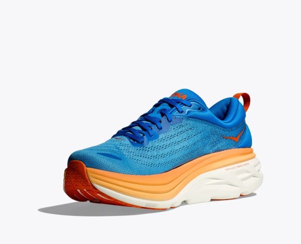 W/M Hoka Bondi 8 Road-Running Shoes Coastal Sky / Vibrant Orange