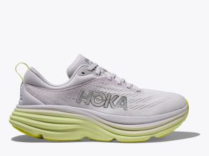 W/M Hoka Bondi 8 Road-Running Shoes Nimbus Cloud / Luminary Green