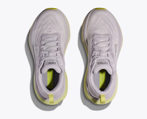 W/M Hoka Bondi 8 Road-Running Shoes Nimbus Cloud / Luminary Green