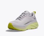 W/M Hoka Bondi 8 Road-Running Shoes Nimbus Cloud / Luminary Green