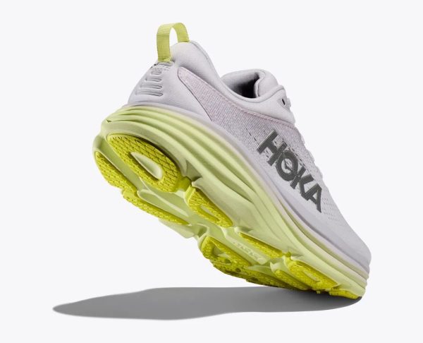 W/M Hoka Bondi 8 Road-Running Shoes Nimbus Cloud / Luminary Green